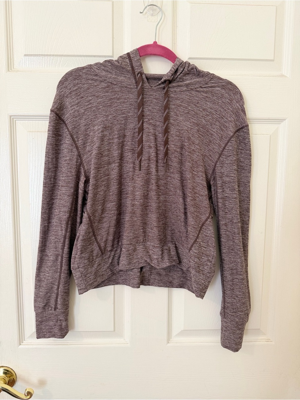 FLX Travel Leisure Heathered Mauve Pullover Hoodie Small Cropped Athleisure